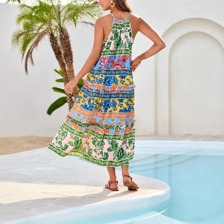 Abito Midi Donna Stile Boho Tessuto Leggero Estivo - Vesarelli