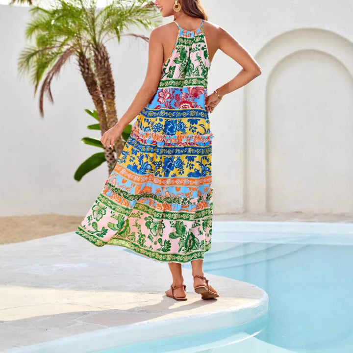 Abito Midi Donna Stile Boho Tessuto Leggero Estivo - Vesarelli