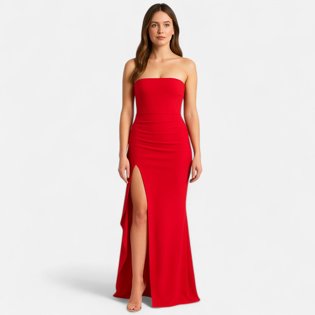 Abito Sera Donna Senza Spalline Spacco Alto Stile Glamour - Vesarelli