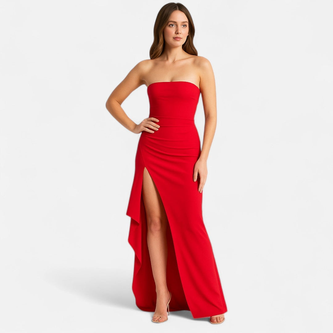 Abito Sera Donna Senza Spalline Spacco Alto Stile Glamour - Vesarelli