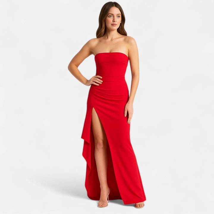 Abito Sera Donna Senza Spalline Spacco Alto Stile Glamour - Vesarelli