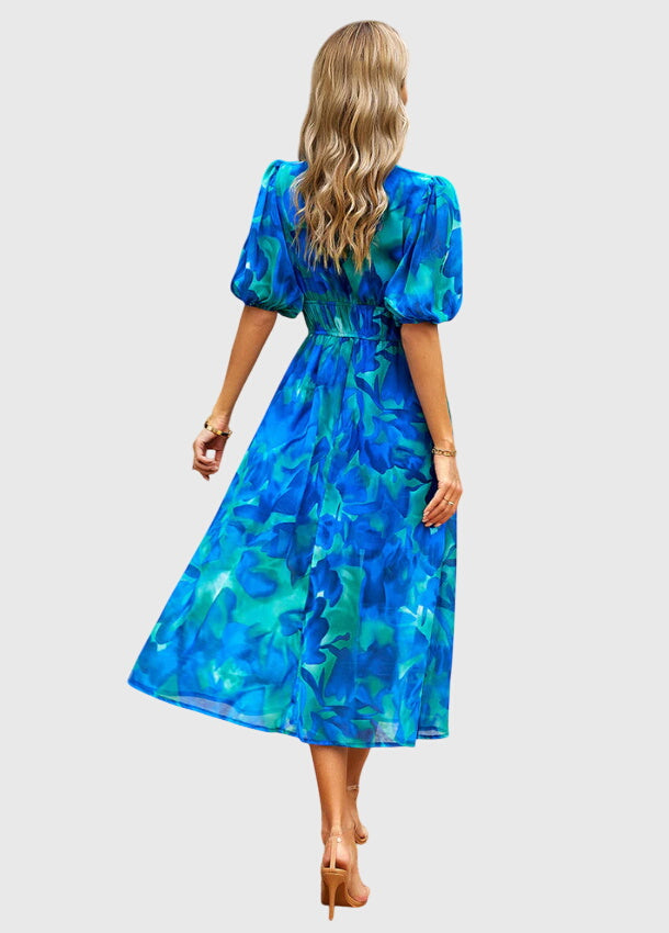 Abito Midi Donna in Tessuto Floreale Taglio Valorizzante