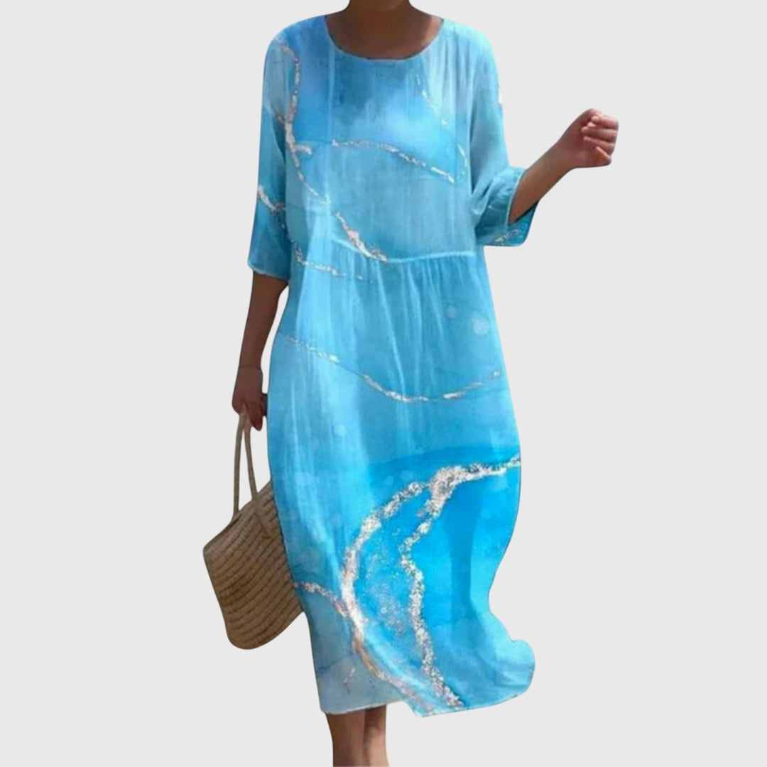 Abito Maxi Donna Stampa Botanica Vestibilità Scenica