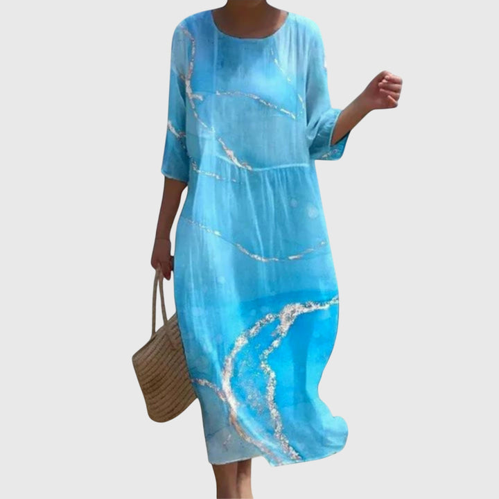 Abito Maxi Donna Stampa Botanica Vestibilità Scenica