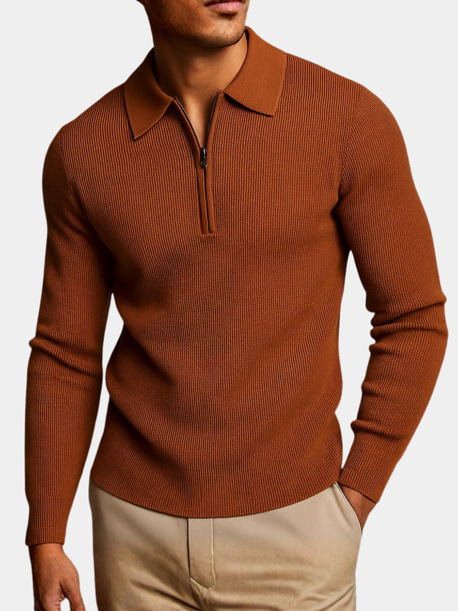 Felpa Uomo Maglia Waffle con Zip Comfort Regular - Vesarelli