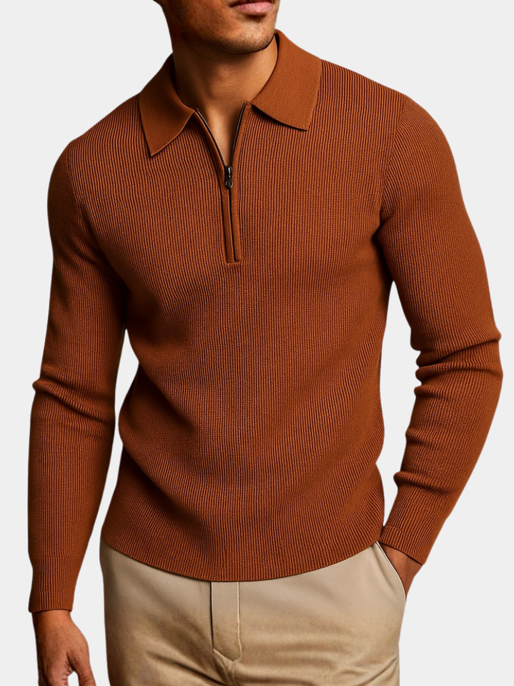 Felpa Uomo Maglia Waffle con Zip Comfort Regular - Vesarelli