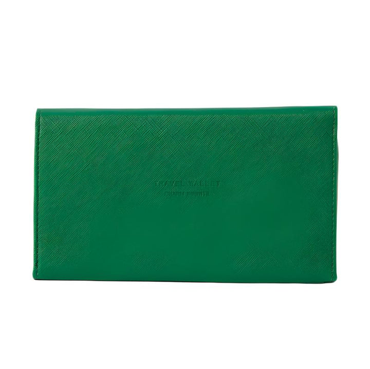Portafoglio verde in pelle saffiano, design elegante e minimalista, ideale per uomo e donna. Accessorio moda di lusso, perfetto per ogni occasione.
