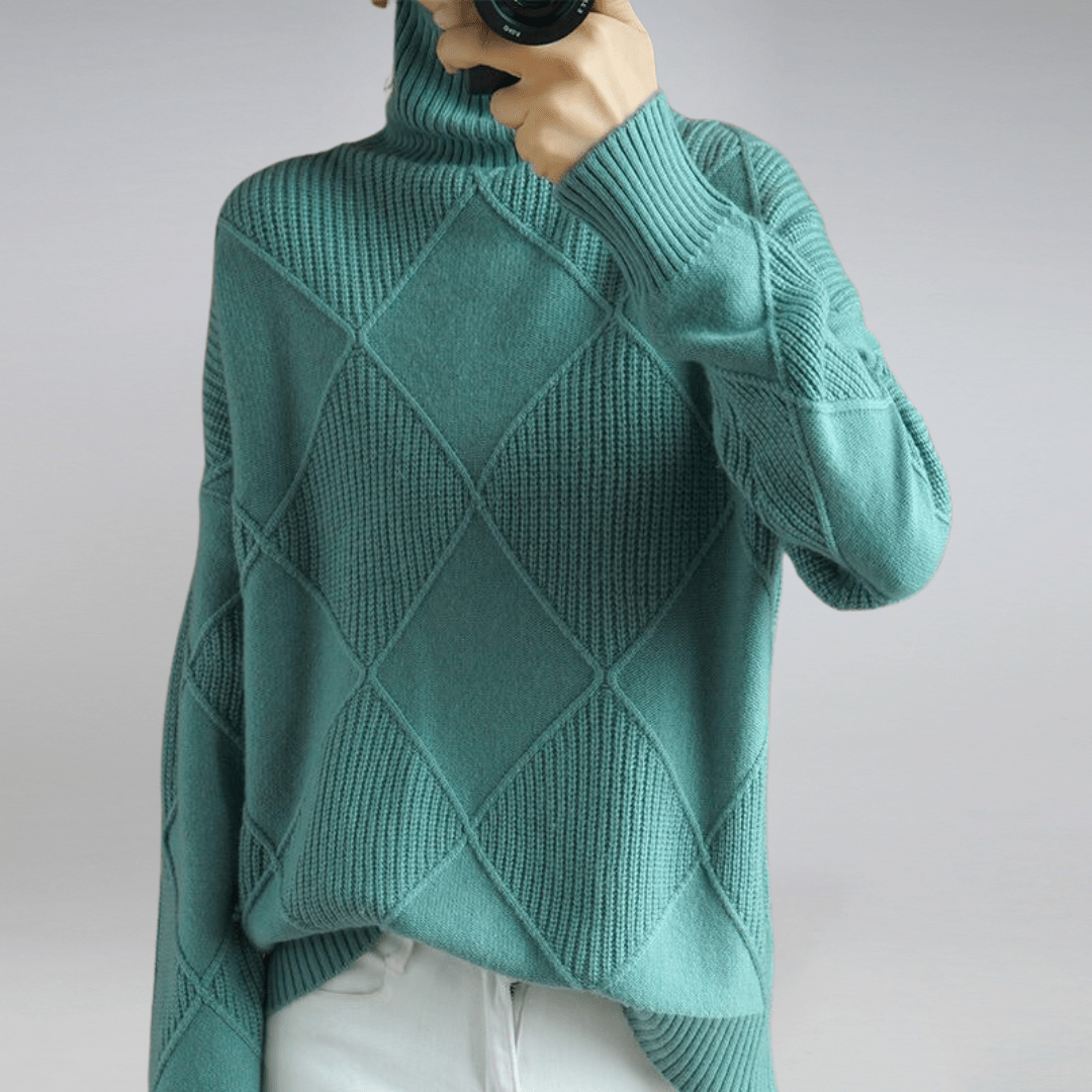 Maglione Donna Maglia a Coste Collo Alto Casual