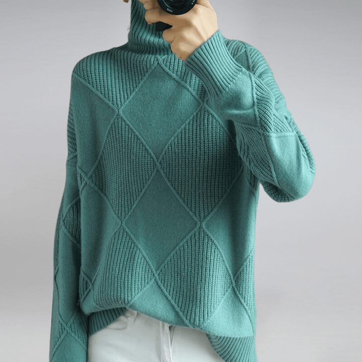 Maglione Donna Maglia a Coste Collo Alto Casual