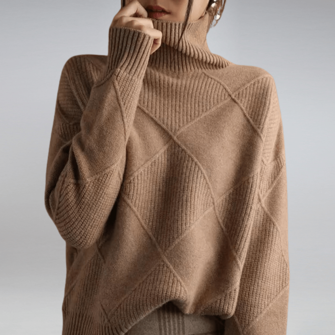 Maglione Donna Maglia a Coste Collo Alto Casual