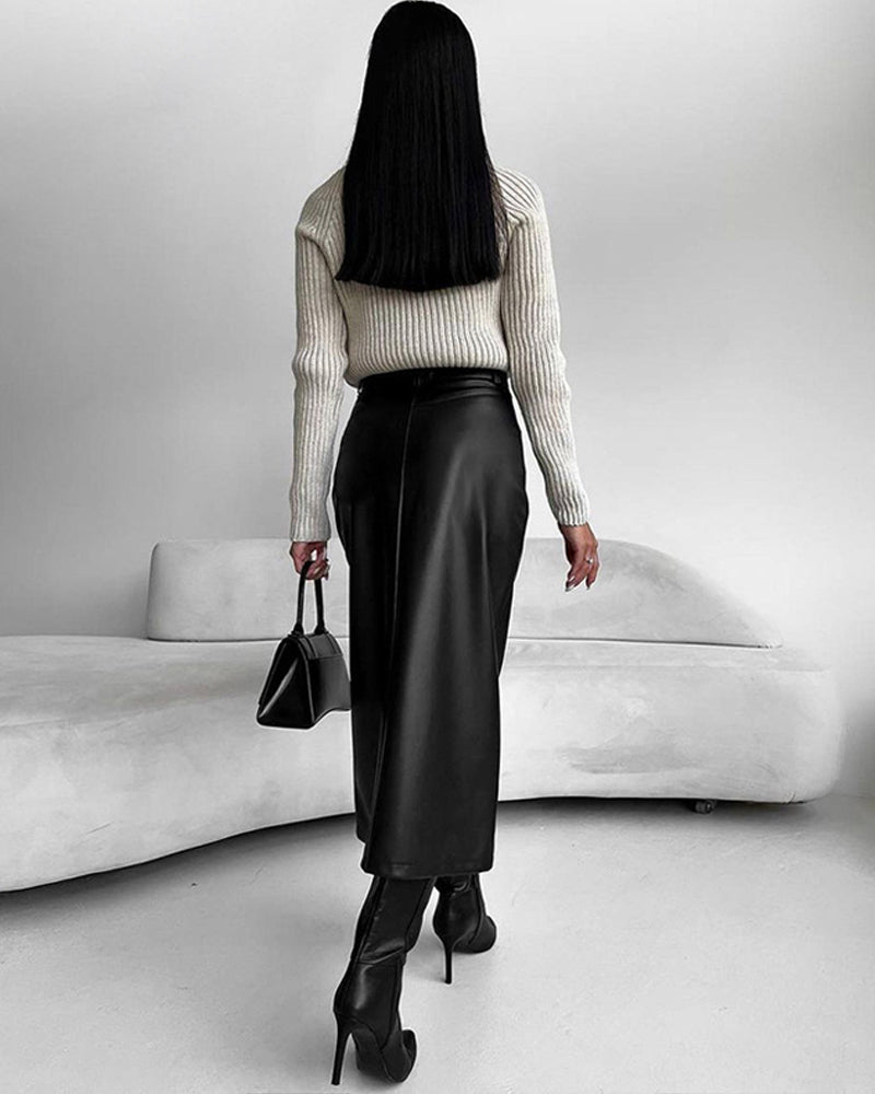 Gonna Donna in Pelle Vita Alta Slim