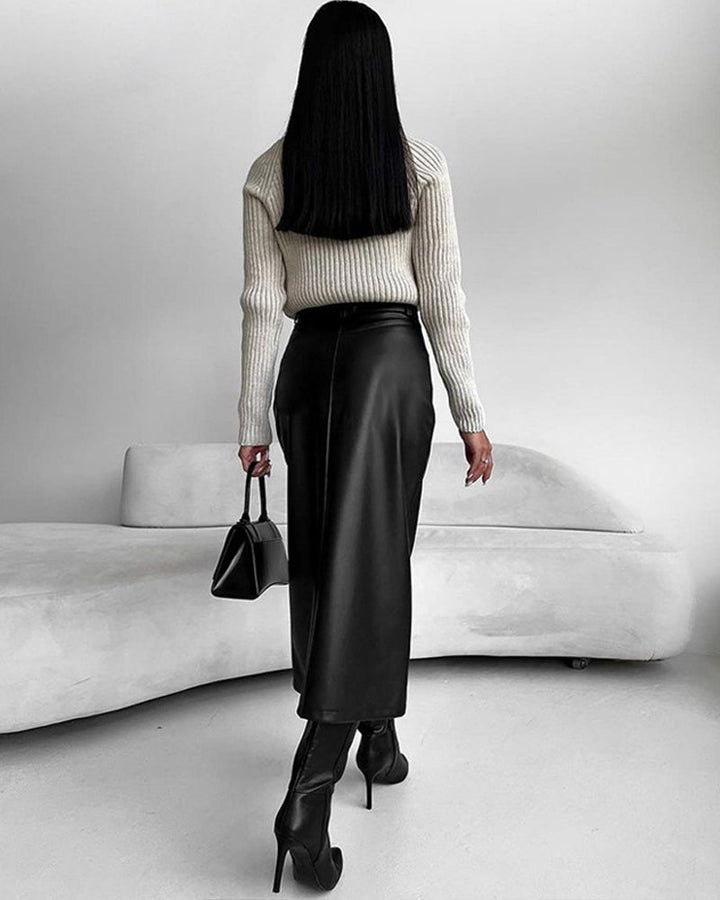 Gonna Donna in Pelle Vita Alta Slim