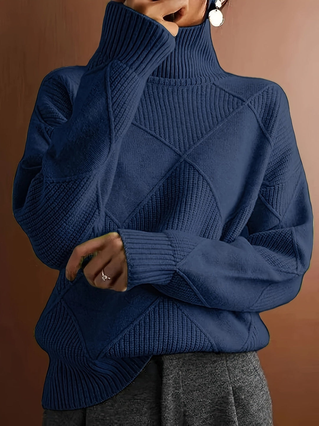 Maglione Donna Lavorato a Maglia Collo Alto - Vesarelli