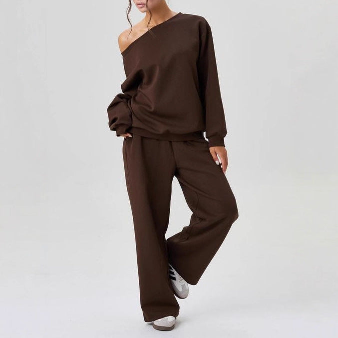 Set Due Pezzi Donna Casual Tessuto Morbido Spalle Scoperte - Vesarelli