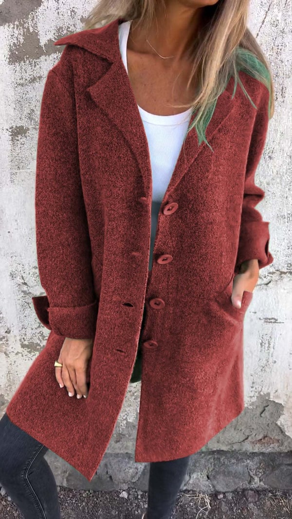 Giacca Donna Oversize in Tweed Collo con Revers e Bottoni