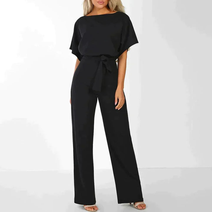 Tuta Elegante Donna con Cintura Manica Corta Gamba Larga