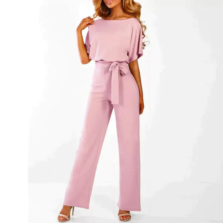 Tuta Elegante Donna con Cintura Manica Corta Gamba Larga