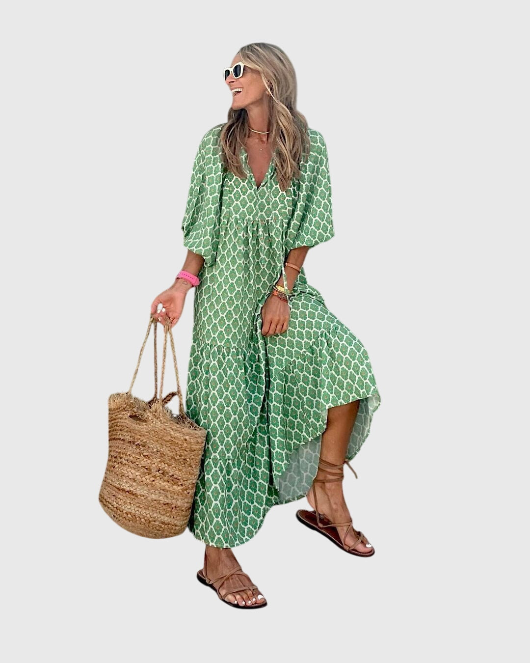 Abito Maxi Donna Linea Libera Stile Boho Romantico
