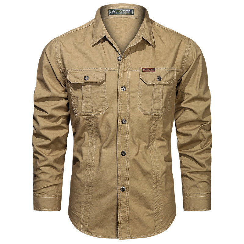 Camicia Uomo Tessuto Militare Vestibilità Regolare