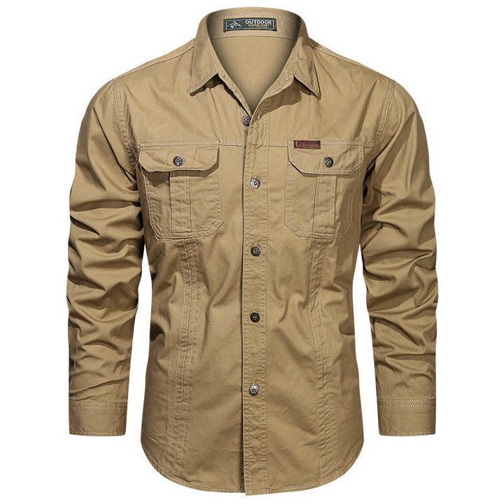 Camicia Uomo Tessuto Militare Vestibilità Regolare
