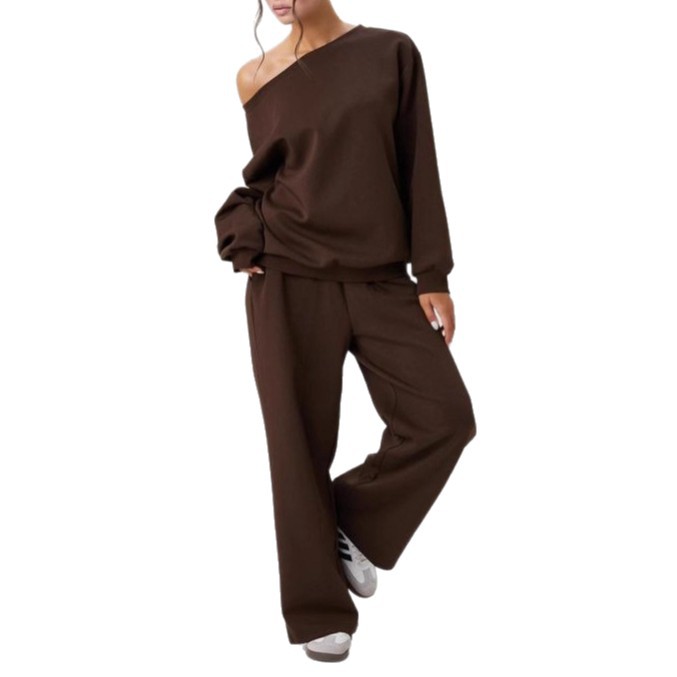 Set Due Pezzi Donna Casual Tessuto Morbido Spalle Scoperte