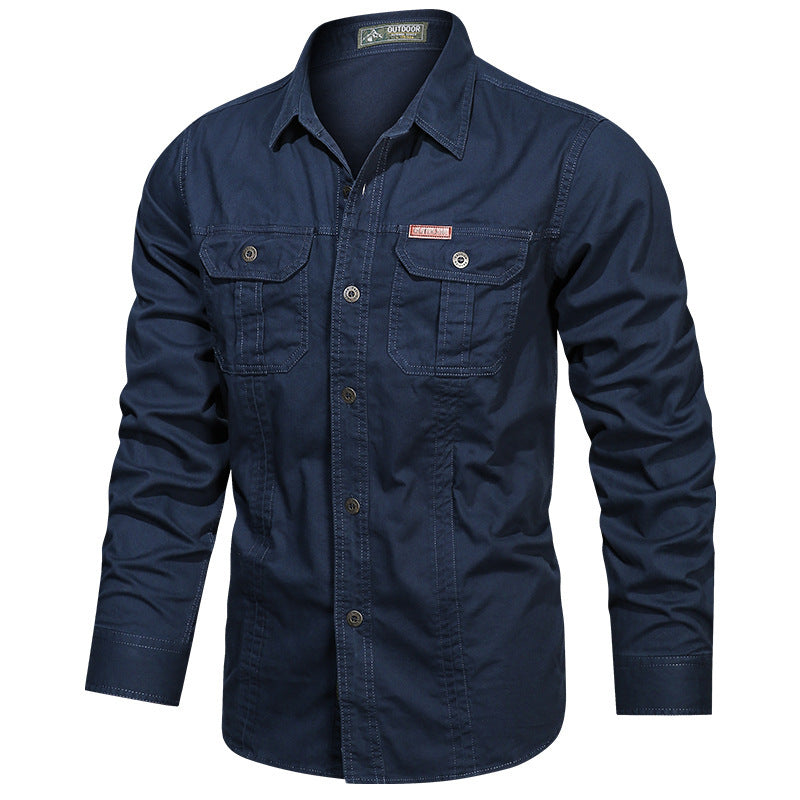 Camicia Uomo Tessuto Militare Vestibilità Regolare