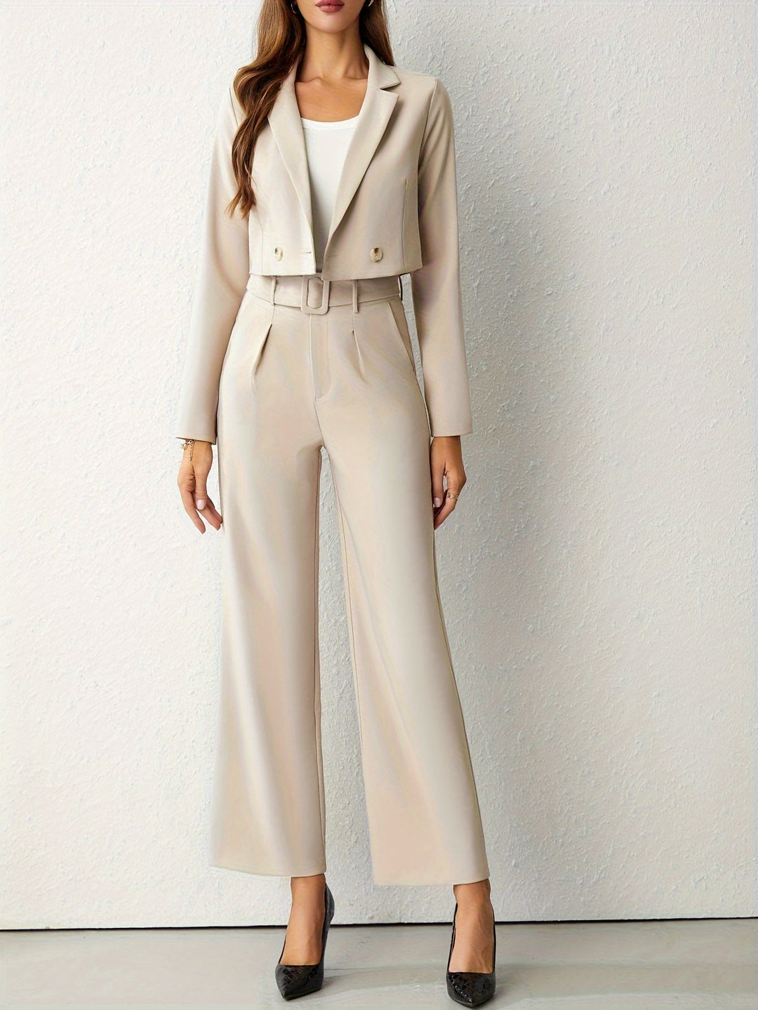 Completo Donna Blazer e Pantaloni Gamba Tesa Classico Elegante