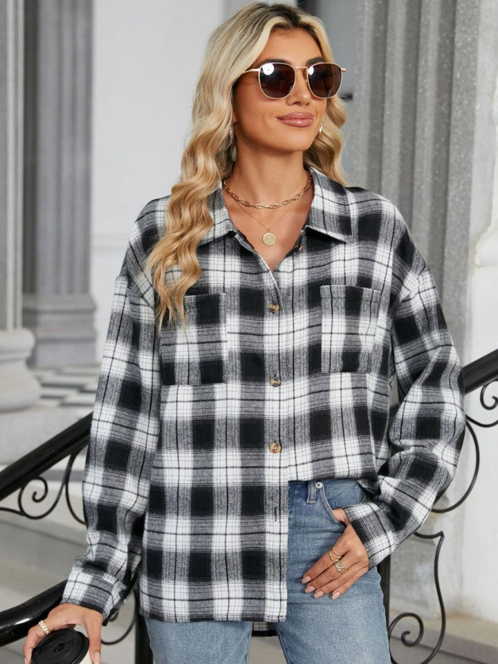 Camicia Donna Cotone Quadri Maniche Lunghe Stile Casual