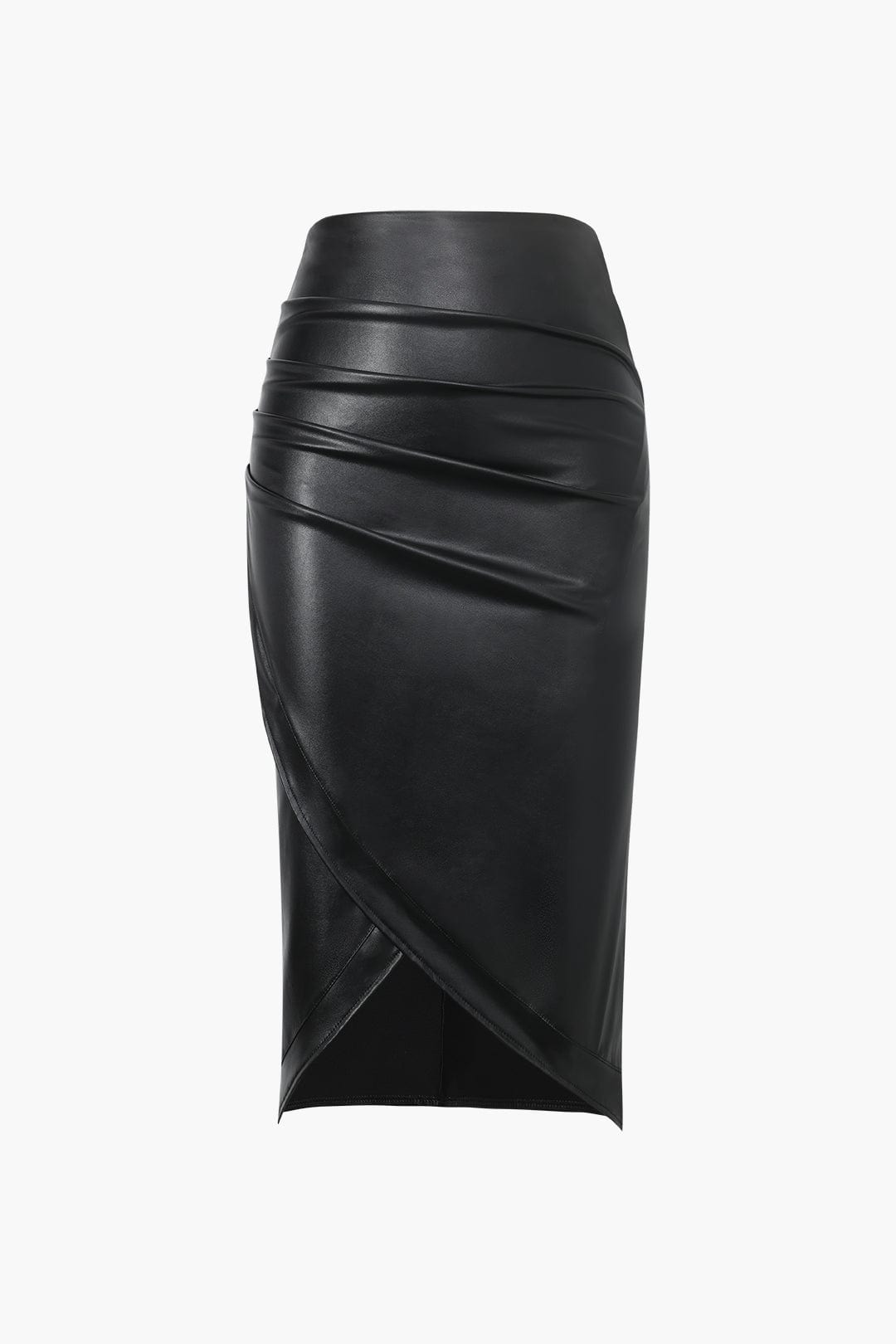 Gonna Midi Donna in Similpelle Aderente Asimmetrica Intrecciata - Vesarelli