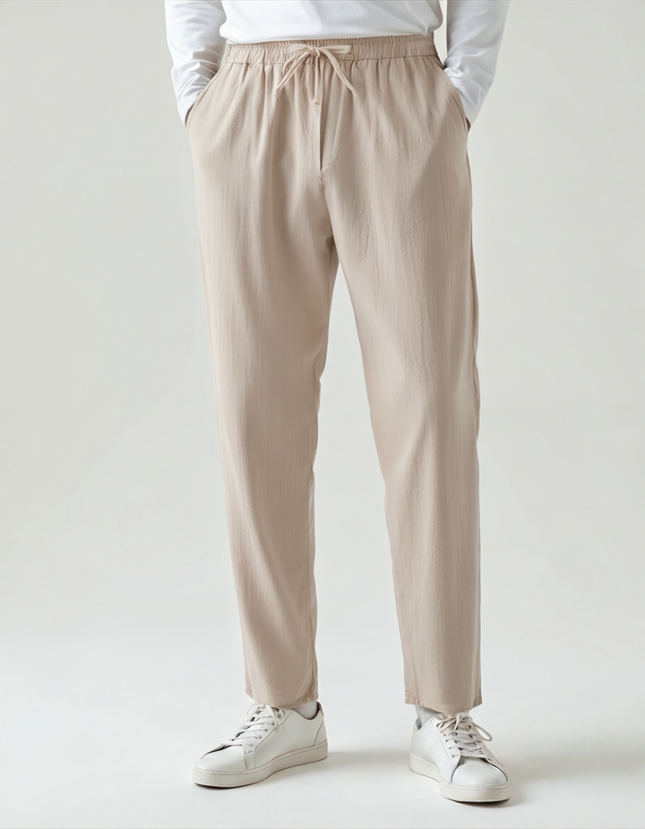 Pantaloni Uomo in Lino Vestibilità Rilassata Comfort Estivo