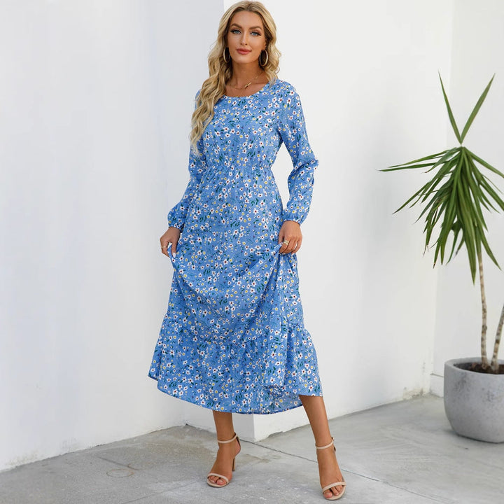 Abito Donna in Chiffon Floreale Scollo Rotondo Elegante - Vesarelli
