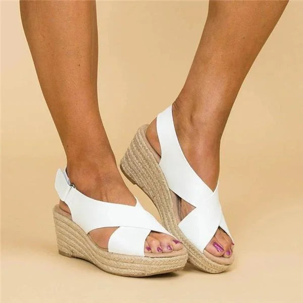 Sandali Donna Espadrillas Zeppa Tessuto Estivo
