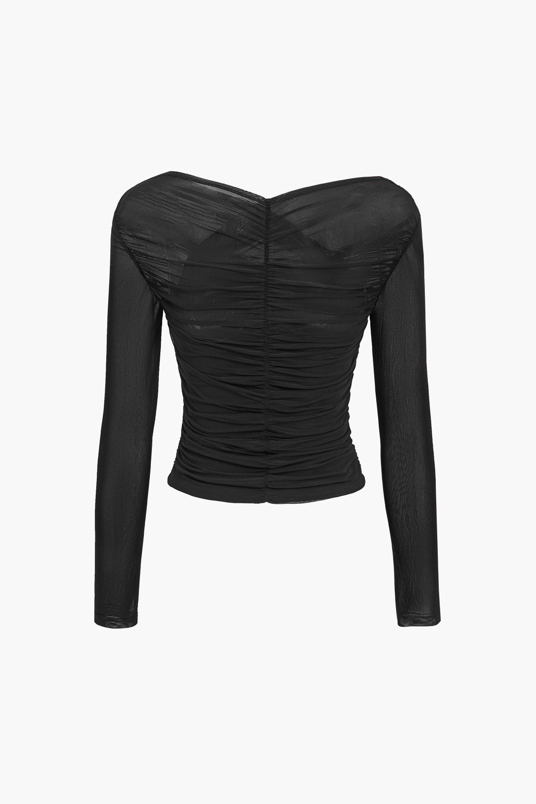 Camicetta Donna in Rete Drappeggiata Maniche Lunghe Stile Casual