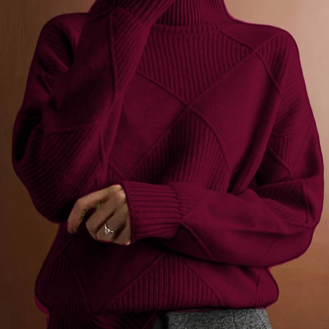 Maglione Donna Lavorato a Maglia Collo Alto