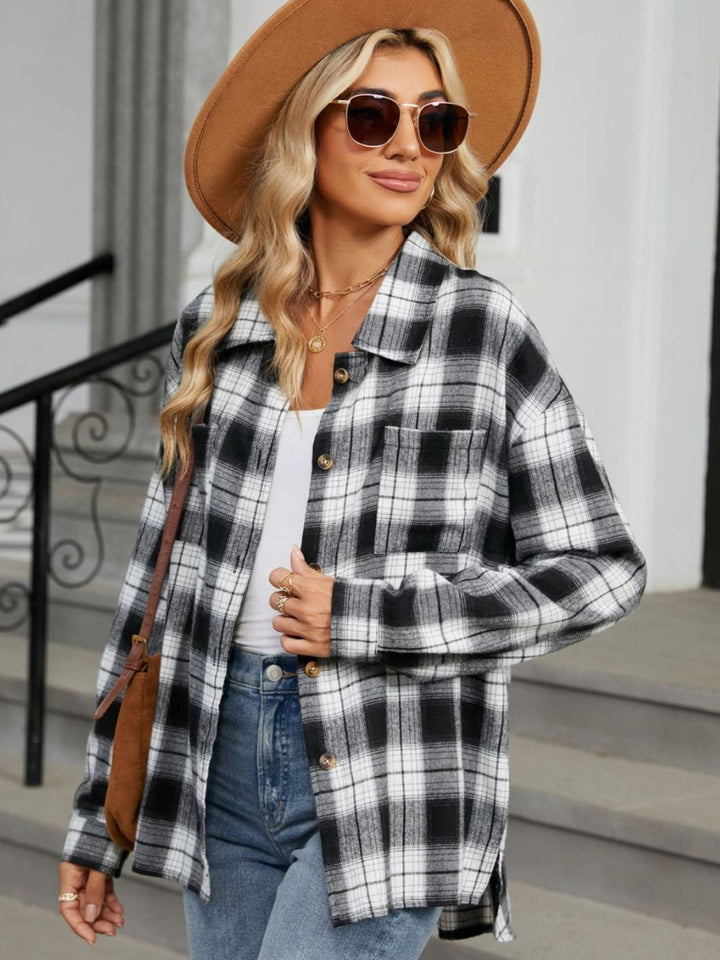 Camicia Donna Cotone Quadri Maniche Lunghe Stile Casual