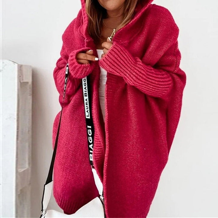 Cardigan Lungo Donna con Cappuccio Casual