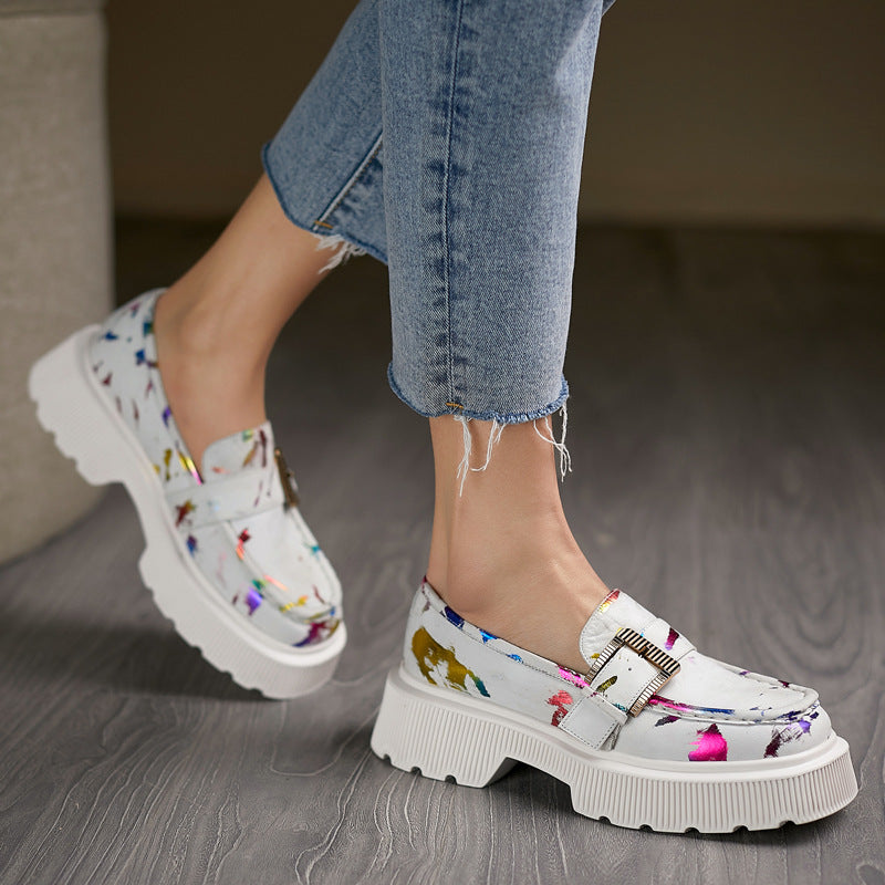 Scarpe Donna Plateau in Pelle con Fibbia Stile Primavera Autunno - Vesarelli