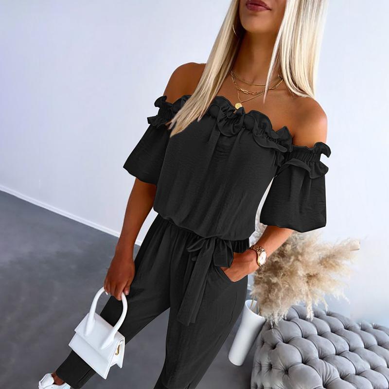 Tuta Donna Monospalla con Volant e Cintura in Vita Chic
