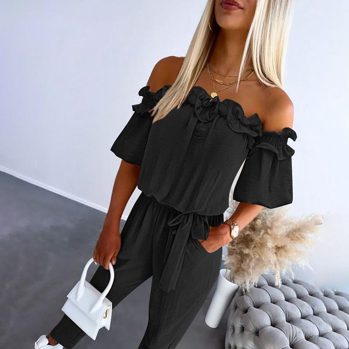 Tuta Donna Monospalla con Volant e Cintura in Vita Chic