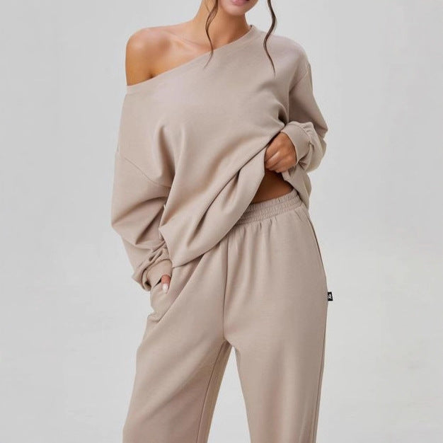 Set Due Pezzi Donna Casual Tessuto Morbido Spalle Scoperte