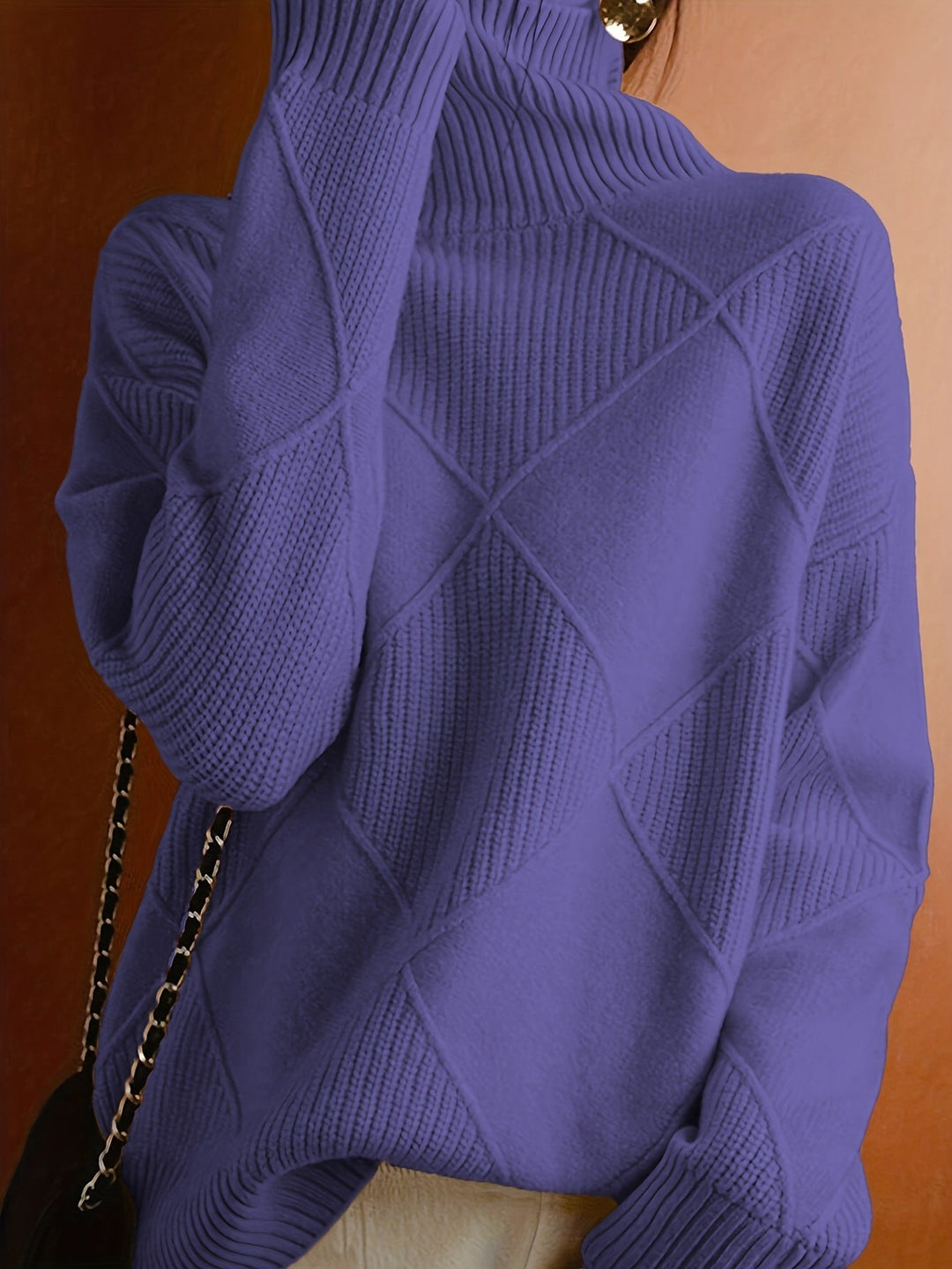 Maglione Donna Lavorato a Maglia Collo Alto