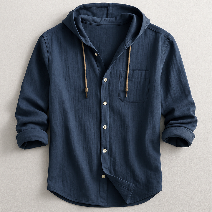 Camicia Uomo con Cappuccio Cotone Stile Casual Moderna