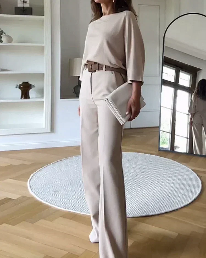 Completo Donna Due Pezzi Maniche Pipistrello Pantaloni Larghi - Vesarelli