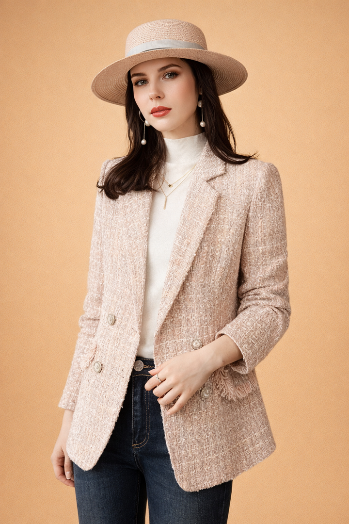 Blazer Donna Aderente Tessuto Quadri