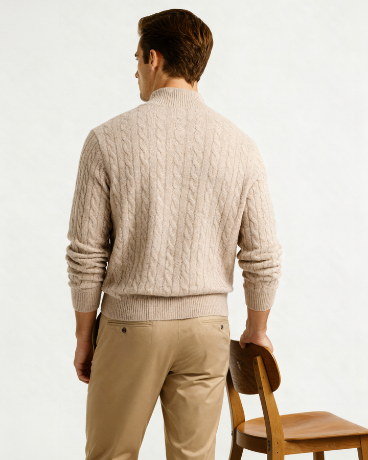 Maglione Uomo in Cashmere Mezza Zip Vestibilità Comfort