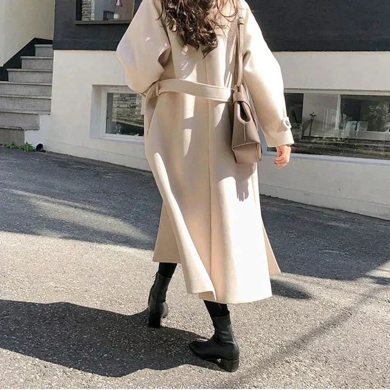 Cappotto Lungo Donna Tessuto Leggero Vestibilità Comoda