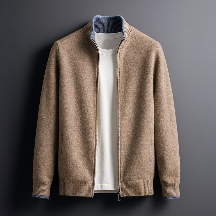 Pullover Uomo con Zip Tessuto Morbido Vestibilità Comoda