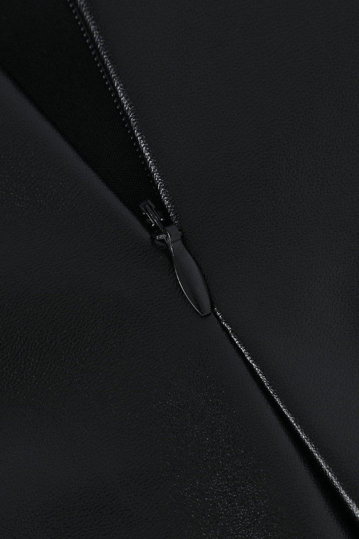 Gonna Midi Donna in Similpelle Aderente Asimmetrica Intrecciata