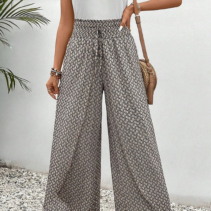 Pantaloni Donna Larga Vita Alta Vestibilità Rilassata Casual - Vesarelli