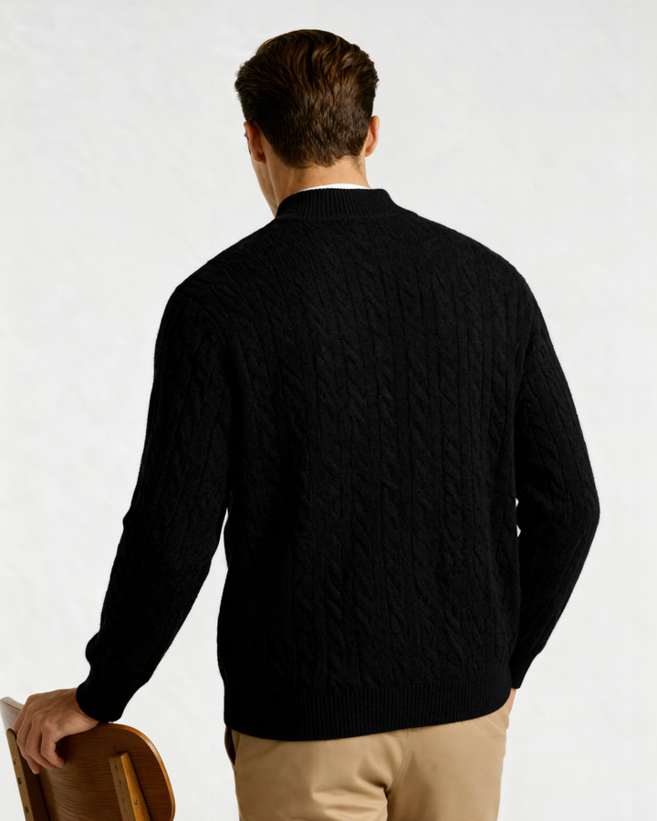 Maglione Uomo in Cashmere Mezza Zip Vestibilità Comfort